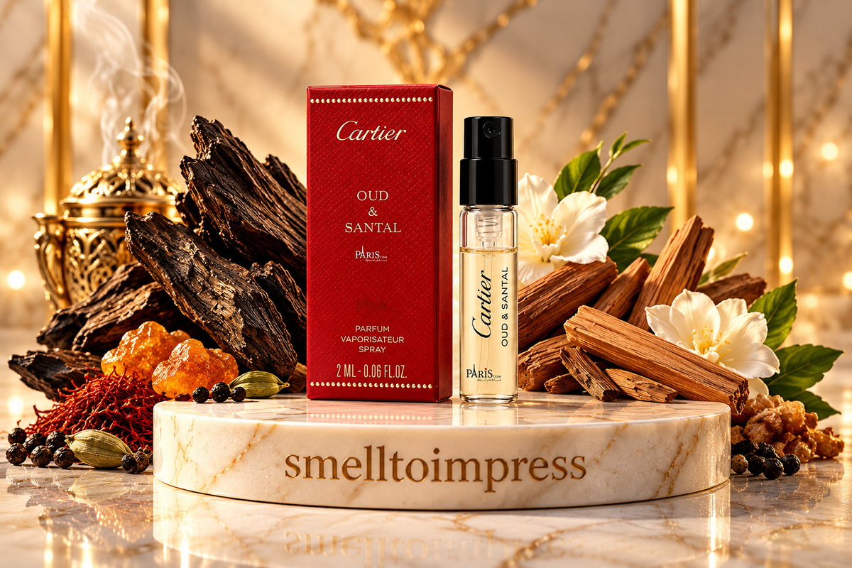 imagen de muestra oficial de perfume Cartier Les Heures Voyageuses Oud and Santal 1,5 ml 0,05 fl. oz.