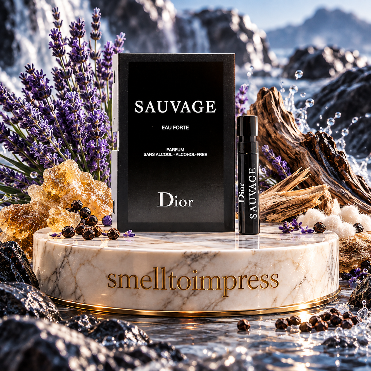 imagen de muestra oficial de perfume Christian Dior Sauvage Eau Forte EDP 1 ml de Smelltoimpress