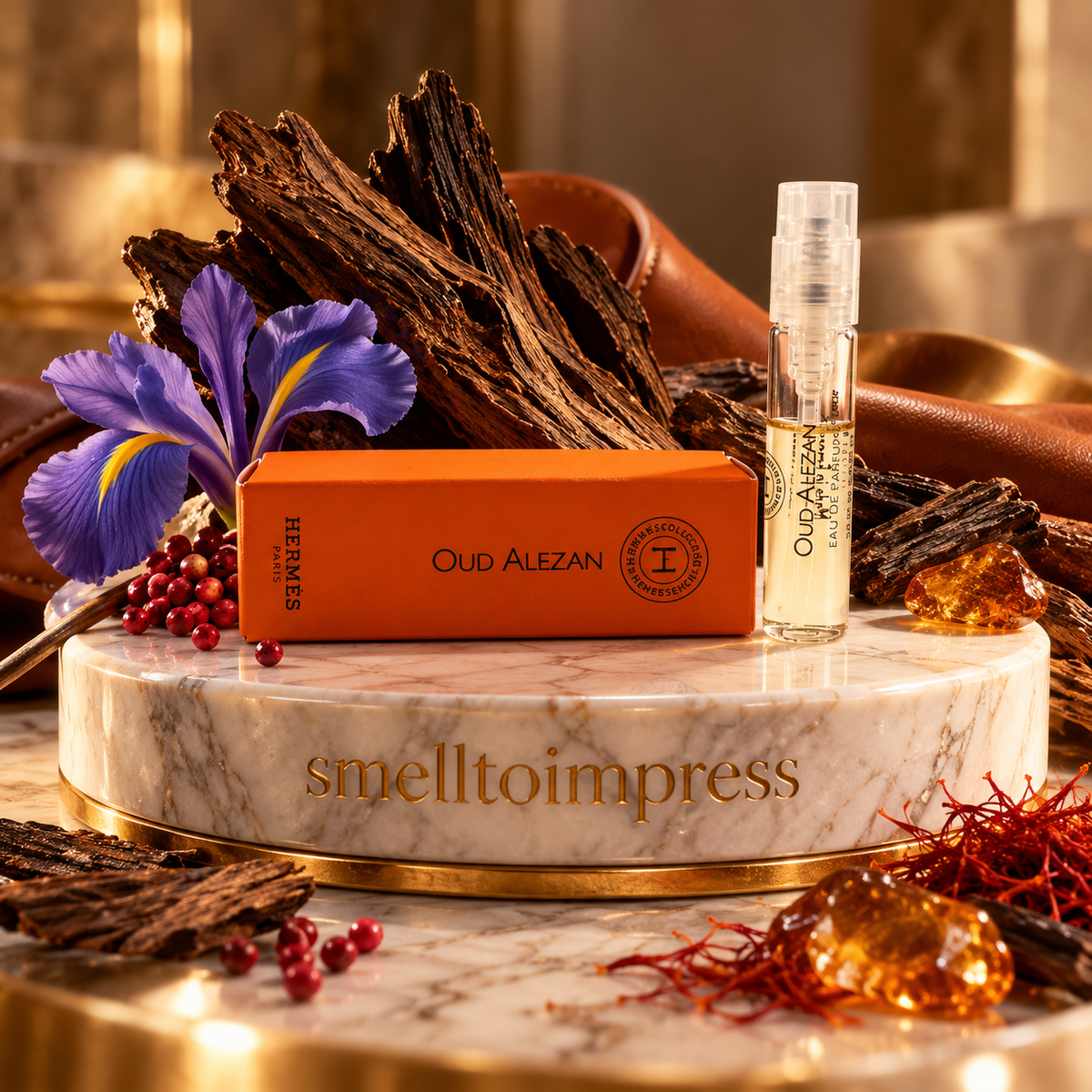 imagen de muestra oficial de perfume Hermes Hermessence Oud Alezan 2 ml
