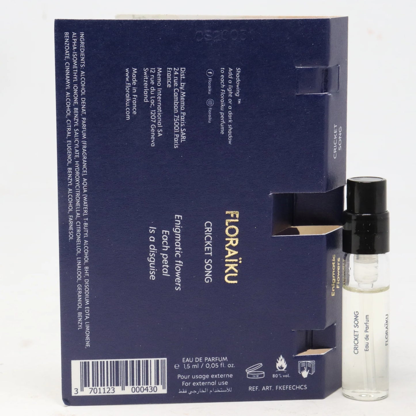 Muestra oficial del perfume Floraiku Cricket Song (1,5 ml)