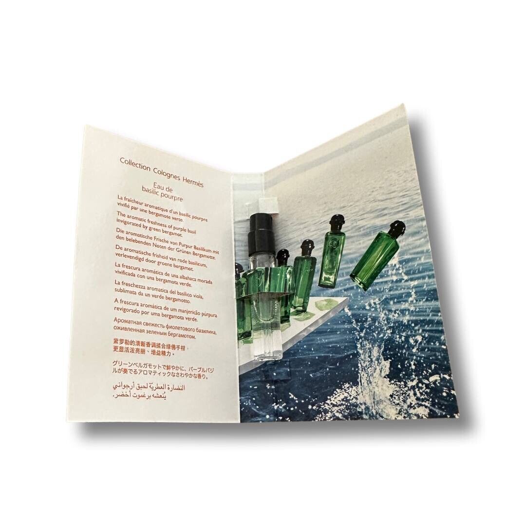 Hermes Eau de basílica pura 2ml 0.06 fl. onz. muestra oficial de fragancia